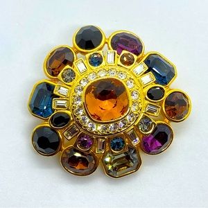 Vintage Joan Rivers 80’s Brilliant Faceted Multi Colored Faux Gemstone B…